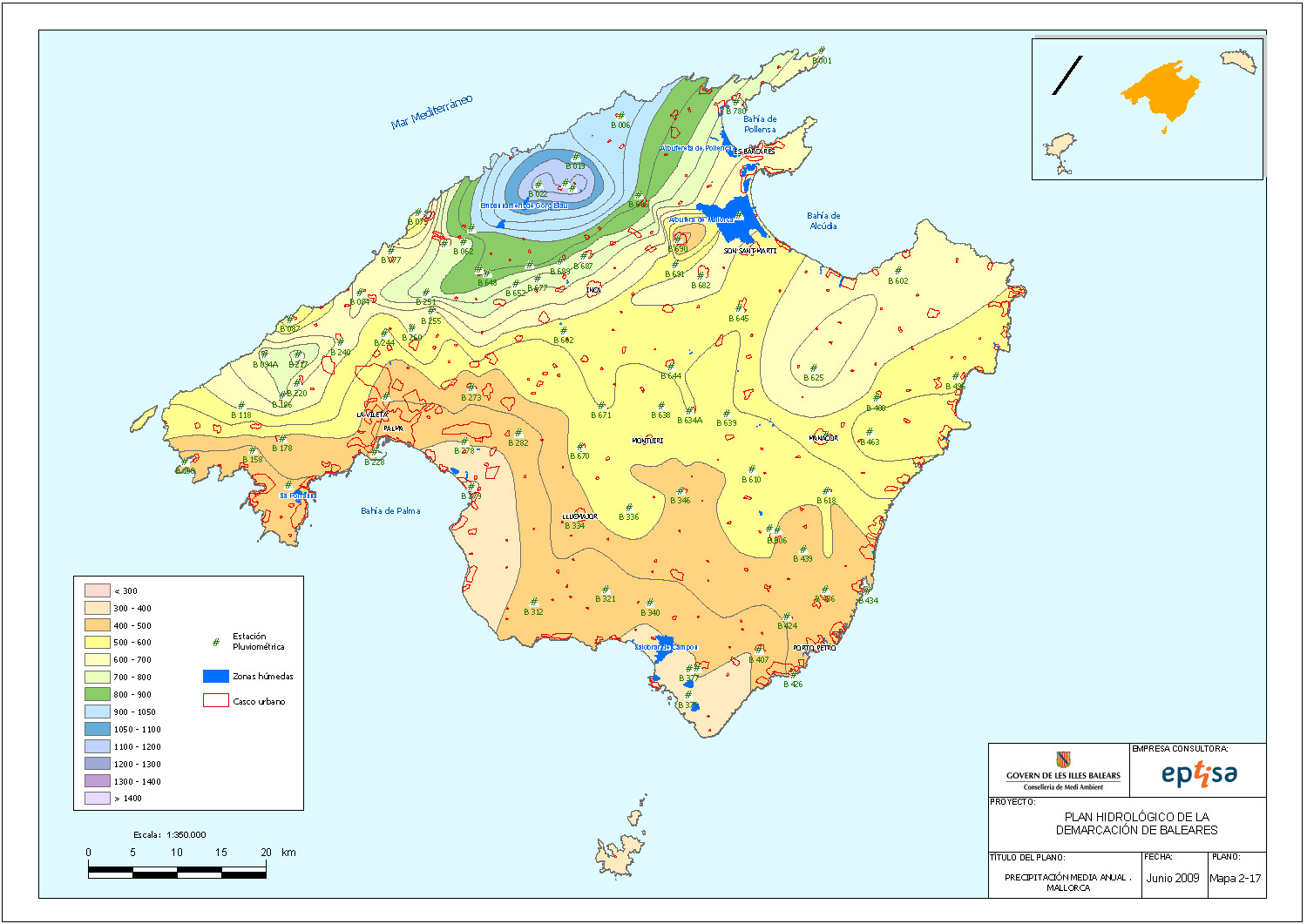 Puntos pertenecientes a la red de control de zonas protegidas Mallorca