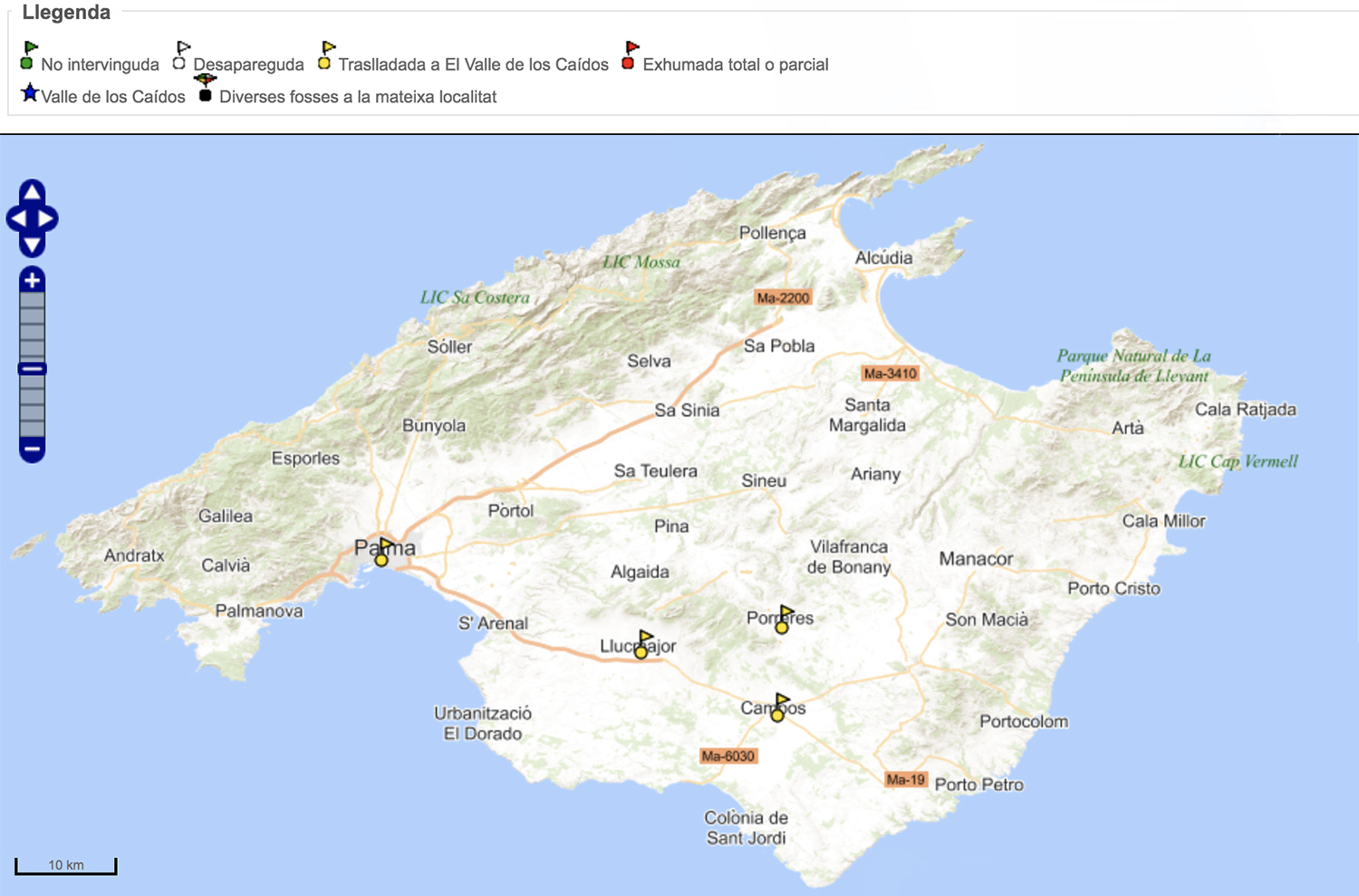 Mapa de fosas Mallorca