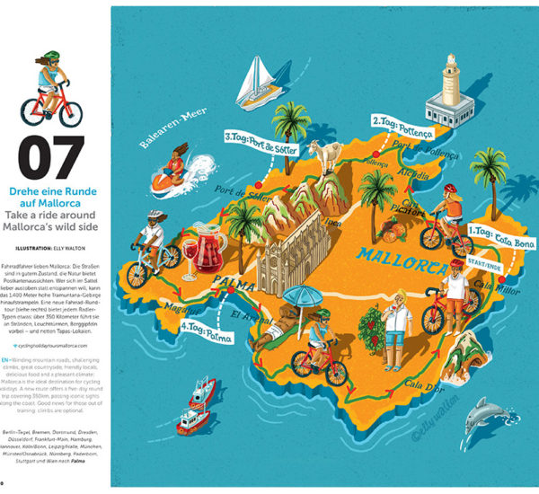 Map illustration for Ink Publishing inflight magazine Mallorca